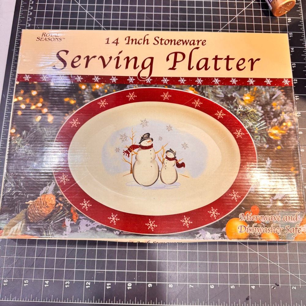 Vintage Royal Seasons Stoneware 6 Piece Serving Set Snowman‎ Holiday Christmas